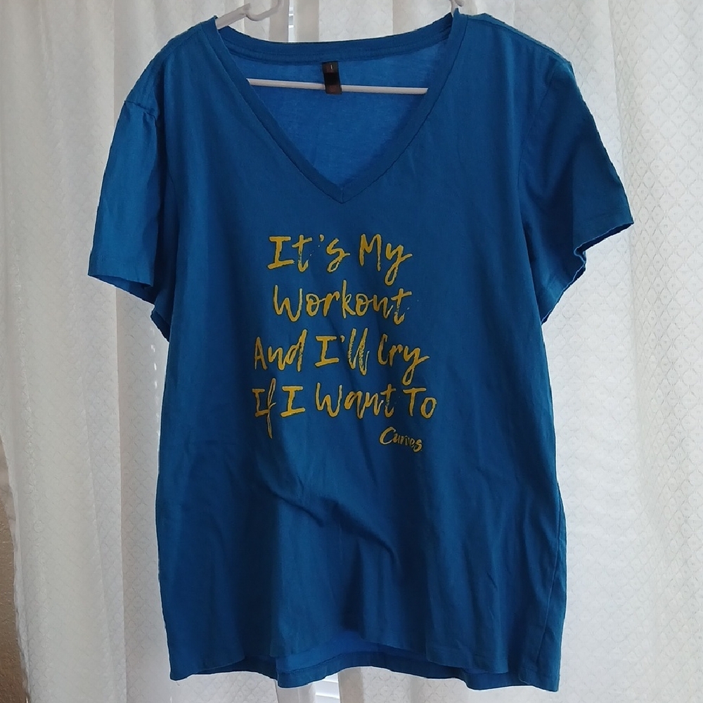 It's My Workout And I'll Cry If I Want To... Blue V-Neck Women's Tee XXL